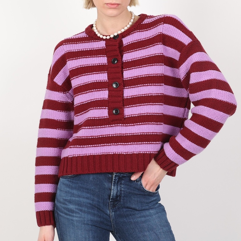 Alexa Chung Red and Purple pullover jumper